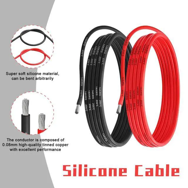 Alt view image 2 of 7 - 14 Gauge 10FT 2 Conductor Silicone Electrical Wire, 14 AWG Red Black 2mm Wire Cord,12V/24V DC Low Voltage/Tinned Copper Wire/2 Wires for Automotive Wire LED Strips Lamp Lighting Marine(3.1M/10FT)