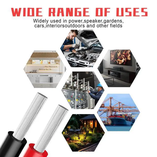 Alt view image 5 of 7 - 14 Gauge 10FT 2 Conductor Silicone Electrical Wire, 14 AWG Red Black 2mm Wire Cord,12V/24V DC Low Voltage/Tinned Copper Wire/2 Wires for Automotive Wire LED Strips Lamp Lighting Marine(3.1M/10FT)
