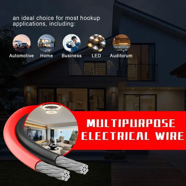 Alt view image 6 of 7 - 14 Gauge 10FT 2 Conductor Silicone Electrical Wire, 14 AWG Red Black 2mm Wire Cord,12V/24V DC Low Voltage/Tinned Copper Wire/2 Wires for Automotive Wire LED Strips Lamp Lighting Marine(3.1M/10FT)