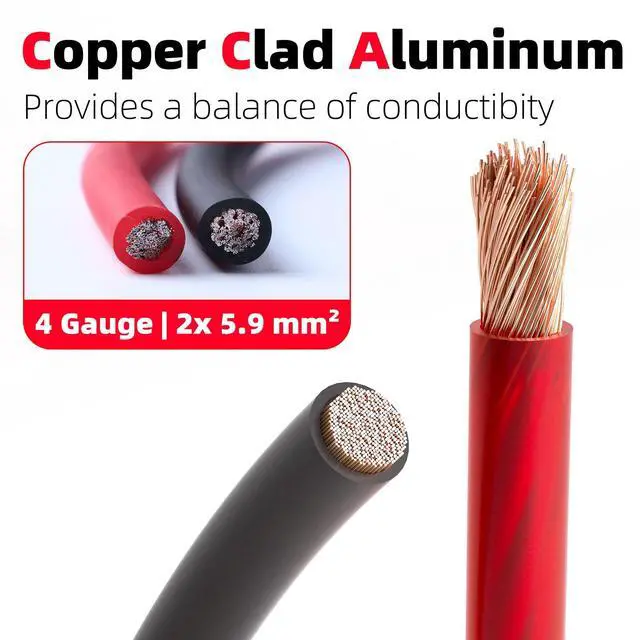 Alt view image 2 of 6 - 4 Gauge Wire Battery Cable - CCA 4 AWG Electrical Wire Extension Cord, 12FT Red with Cable Sleeves, for Automotive Power Ground, Battery Cable, Car Audio, RV