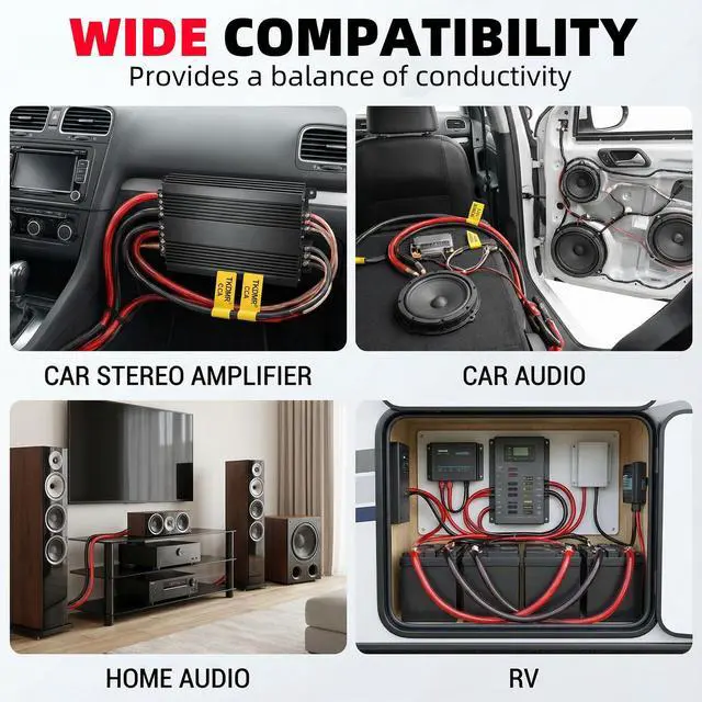 Alt view image 5 of 6 - 4 Gauge Wire Battery Cable - CCA 4 AWG Electrical Wire Extension Cord, 12FT Red with Cable Sleeves, for Automotive Power Ground, Battery Cable, Car Audio, RV