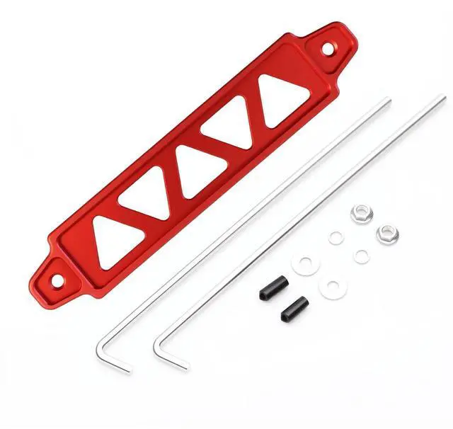 Main image of Battery Hold Down Kit Universal Aluminum Alloy Battery Hold Down Kit with 304 Stainless Steel J Bolts Universal 8.5" Triangular Five-Hole Car Battery Holder Kit (red)