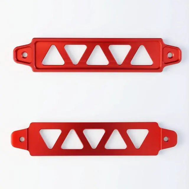 Alt view image 2 of 7 - Battery Hold Down Kit Universal Aluminum Alloy Battery Hold Down Kit with 304 Stainless Steel J Bolts Universal 8.5" Triangular Five-Hole Car Battery Holder Kit (red)