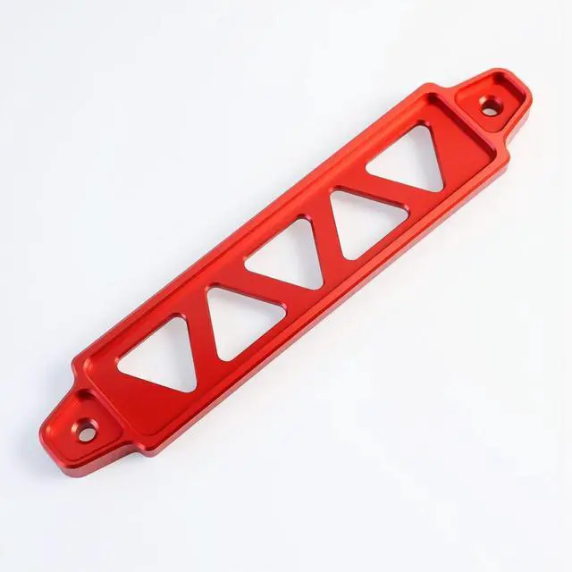 Alt view image 4 of 7 - Battery Hold Down Kit Universal Aluminum Alloy Battery Hold Down Kit with 304 Stainless Steel J Bolts Universal 8.5" Triangular Five-Hole Car Battery Holder Kit (red)