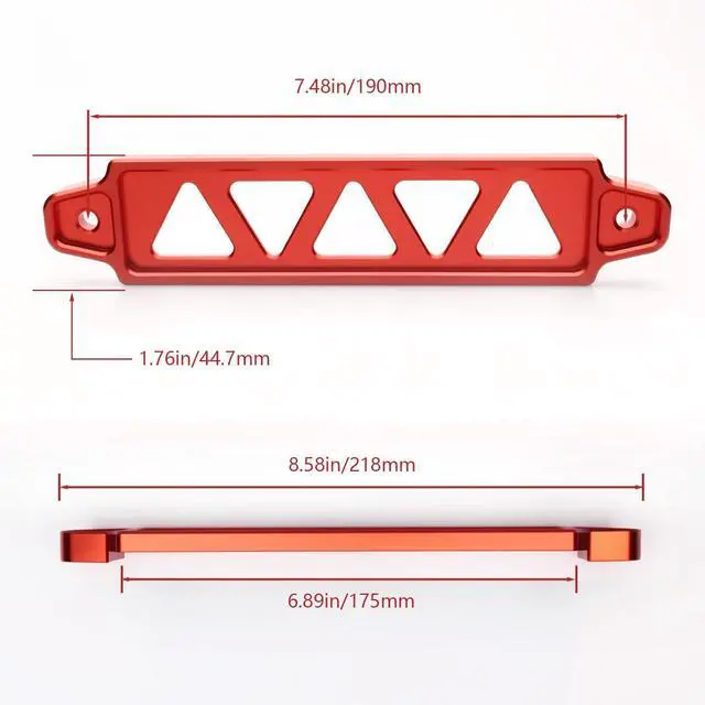Alt view image 3 of 7 - Battery Hold Down Kit Universal Aluminum Alloy Battery Hold Down Kit with 304 Stainless Steel J Bolts Universal 8.5" Triangular Five-Hole Car Battery Holder Kit (red)