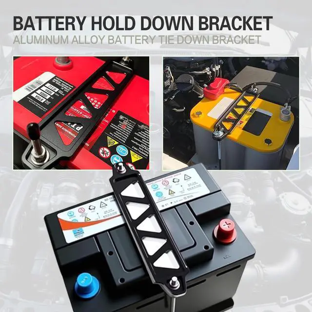 Alt view image 7 of 7 - Battery Hold Down Kit Universal Aluminum Alloy Battery Hold Down Kit with 304 Stainless Steel J Bolts Universal 8.5" Triangular Five-Hole Car Battery Holder Kit (red)