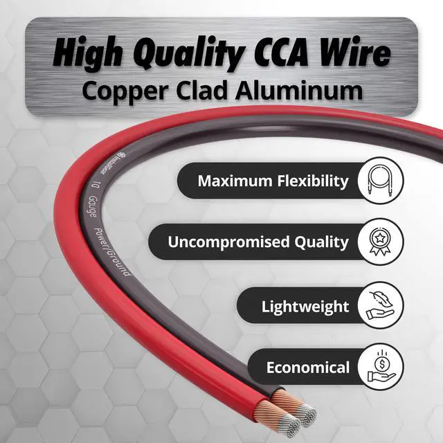 Alt view image 4 of 7 - 10 Gauge Wire (50ft) Copper Clad Aluminum CAA - Primary Automotive Wire, Car Amplifier Power & Ground Cable, Battery Cables, Car Audio Speaker Stereo, RV Trailer Wiring Welding Cable 10ga