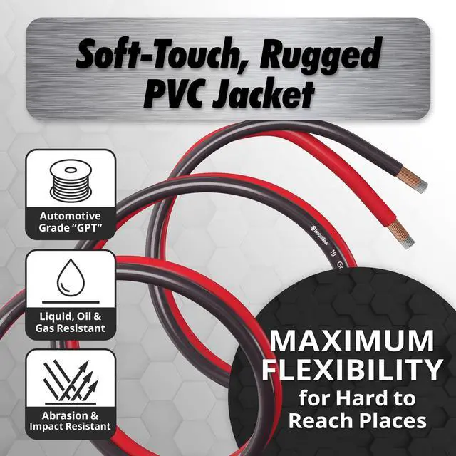 Alt view image 5 of 7 - 10 Gauge Wire (50ft) Copper Clad Aluminum CAA - Primary Automotive Wire, Car Amplifier Power & Ground Cable, Battery Cables, Car Audio Speaker Stereo, RV Trailer Wiring Welding Cable 10ga
