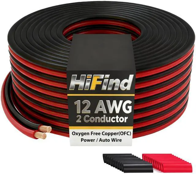 Main image of 12 Gauge 2 Conductor Copper Electrical Wire 20 FT Red & Black, OFC Zipper Parallel Hookup Low Voltage Battery Cable, Waterproof for Automotive Car Audio Marine Boat LED Lighting RV Trailer Speaker DIY