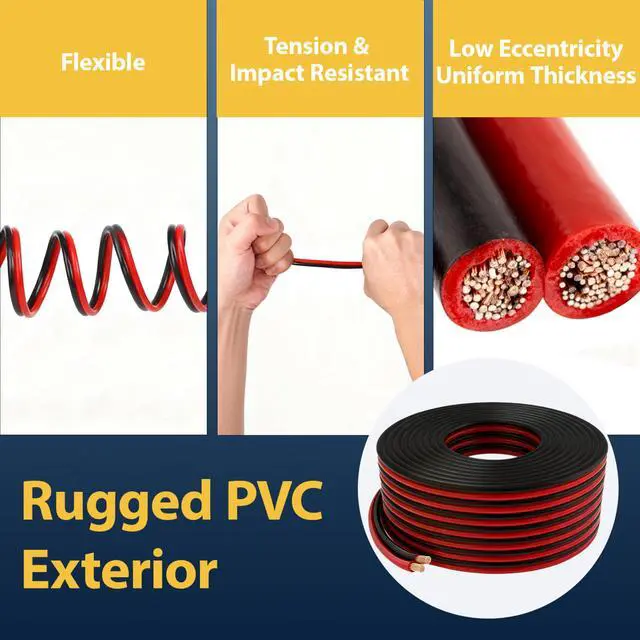 Alt view image 4 of 7 - 12 Gauge 2 Conductor Copper Electrical Wire 20 FT Red & Black, OFC Zipper Parallel Hookup Low Voltage Battery Cable, Waterproof for Automotive Car Audio Marine Boat LED Lighting RV Trailer Speaker DIY