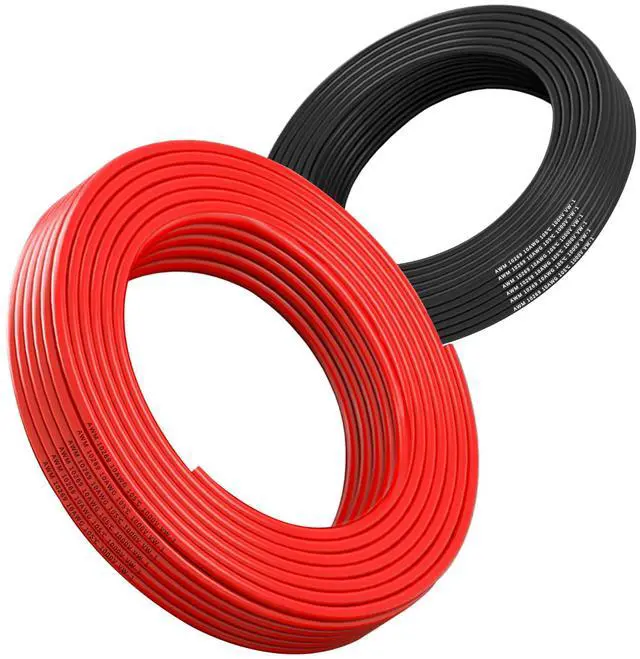 Main image of 10 Gauge Flexible Electrical Wire 10FT Black and 10FT Red Extension Cable 10AWG Stranded Oxygen Free Copper Wire for Automotive Solar Panel led Lamps Strip Lighting Marine Boat Battery(10/2-10FT)