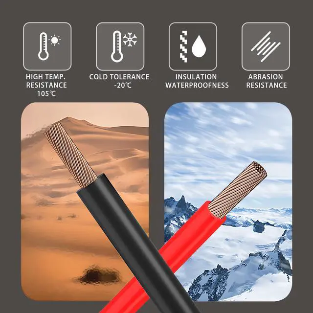 Alt view image 4 of 7 - 22 Gauge Flexible Electrical Wire 25FT Black and 25FT Red Extension Cable 22AWG Stranded Oxygen Free Copper Wire for Automotive Solar Panel led Lamps Strip Lighting Marine Boat Battery(22/2-25FT)
