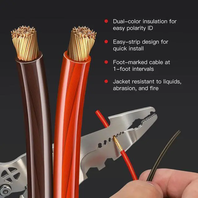 Alt view image 2 of 7 - 8 Gauge Wire 15ft Red Black CCA Automotive Battery Power Cable Low Voltage Primary Wire for Car Audio, Solar & Generator - Flexible PVC Jacket