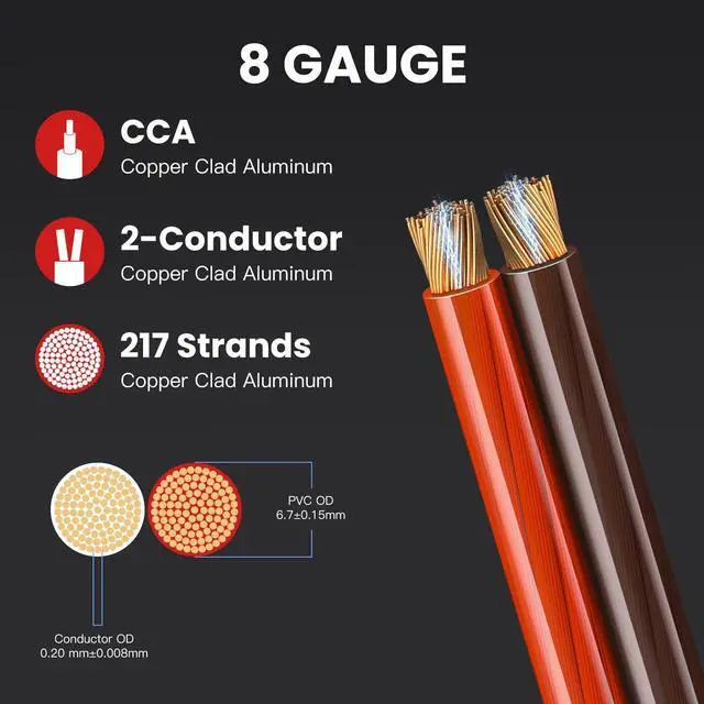 Alt view image 3 of 7 - 8 Gauge Wire 15ft Red Black CCA Automotive Battery Power Cable Low Voltage Primary Wire for Car Audio, Solar & Generator - Flexible PVC Jacket