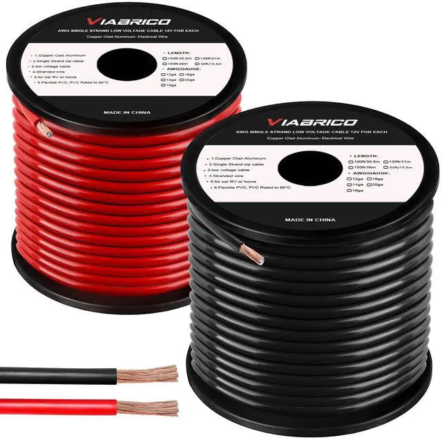 Main image of 10 Gauge Wire, for Automotive Power/Ground, Battery Cable, Car Audio, RV, Amp, CCA, Automotive Wire, Amp Kit, Battery Cables, Wiring Kit, (30 feet Each- Black/Red)