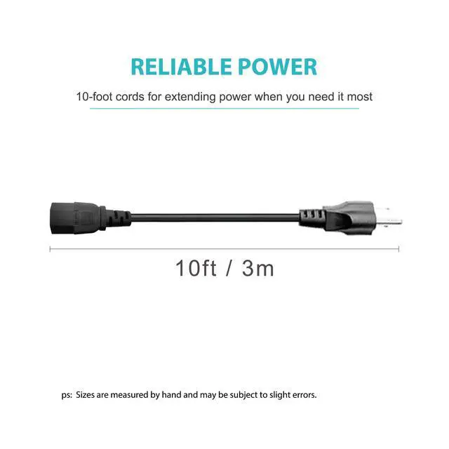 Alt view image 5 of 5 - 10Ft 3 Prong AC Power Cord TV Universal Treadmills Cable for Computer Monitor, Horizon Fitness Treadmills, Superfit, BowFlex, Sole E35 E55 F63 F80,Goplus, Walking Pad Treadmill Charger Replacement