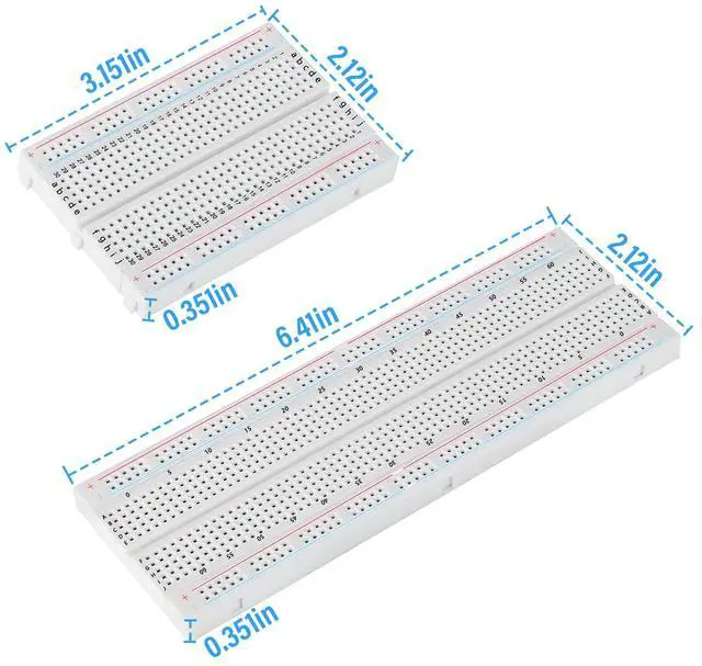 Alt view image 2 of 7 - 124 Pcs Breadboard Kit Jumper Wires Set 2×830 & 2×400 Tie Points Solderless Breadboard with 120 Pcs Flexible Jumper Wire Bundle for Students, Beginners & DIY Circuit Prototyping