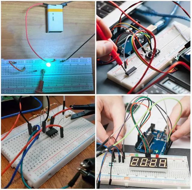 Alt view image 7 of 7 - 124 Pcs Breadboard Kit Jumper Wires Set 2×830 & 2×400 Tie Points Solderless Breadboard with 120 Pcs Flexible Jumper Wire Bundle for Students, Beginners & DIY Circuit Prototyping