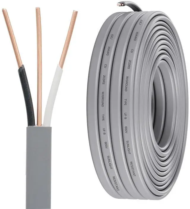 Main image of 10/2 UF-B Wire 50 FT, UL Listed 10 AWG Solid Copper Direct Burial Cable with Ground, Sunlight & Moisture Resistant, for Mini Split, RV Outlet & Shed