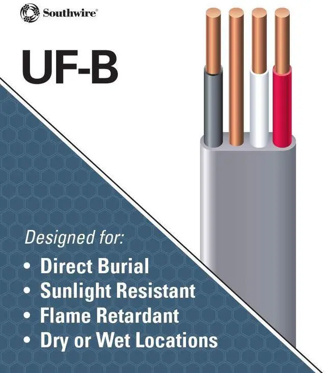 Alt view image 2 of 4 - 14/3 UF-B Underground Feeder Cable 50 ft Copper Wire for Outdoor Direct Burial, Wet & Sunlight-Resistant, 600V Rated