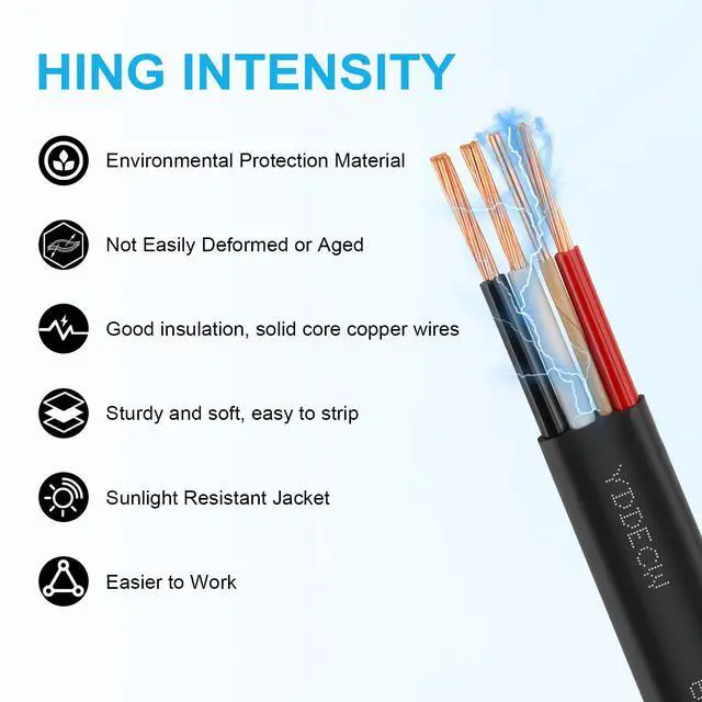 Alt view image 4 of 6 - 6/3 NM-B Wire with Ground - 15FT 6 Gauge Non-Metallic Sheathed Cable Pure Copper 6 AWG 3 Conductor Residential Indoor Wire for Outlets, Switches and Other Loads etc.
