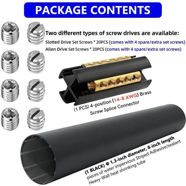 Alt view image 3 of 7 - UPGRADED Underground Wire Splice Kit UF Splice Kit 14/3 to 8/3 Range Direct Buried UF Wire Splice Connectors Extension Cord Splice Kit 14-8 AWG Screw Splice Connectors w/8 inch. Heavy-Wall Heat Shrink