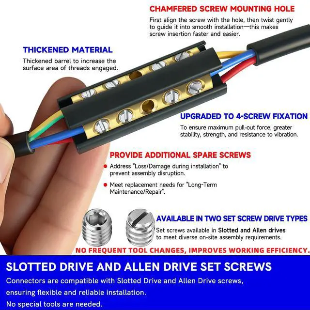Alt view image 2 of 7 - UPGRADED Underground Wire Splice Kit UF Splice Kit 14/3 to 8/3 Range Direct Buried UF Wire Splice Connectors Extension Cord Splice Kit 14-8 AWG Screw Splice Connectors w/8 inch. Heavy-Wall Heat Shrink