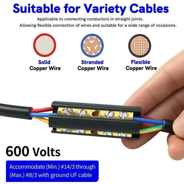 Alt view image 4 of 7 - UPGRADED Underground Wire Splice Kit UF Splice Kit 14/3 to 8/3 Range Direct Buried UF Wire Splice Connectors Extension Cord Splice Kit 14-8 AWG Screw Splice Connectors w/8 inch. Heavy-Wall Heat Shrink