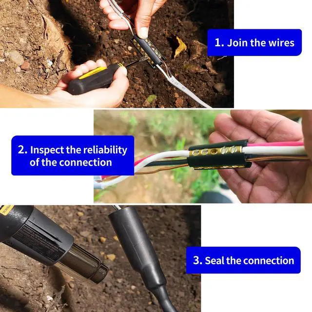 Alt view image 7 of 7 - UPGRADED Underground Wire Splice Kit UF Splice Kit 14/3 to 8/3 Range Direct Buried UF Wire Splice Connectors Extension Cord Splice Kit 14-8 AWG Screw Splice Connectors w/8 inch. Heavy-Wall Heat Shrink
