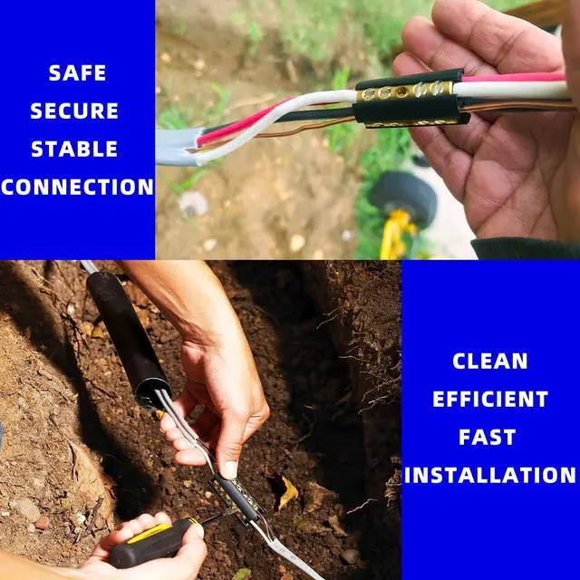 Alt view image 5 of 7 - UPGRADED Underground Wire Splice Kit UF Splice Kit 14/3 to 8/3 Range Direct Buried UF Wire Splice Connectors Extension Cord Splice Kit 14-8 AWG Screw Splice Connectors w/8 inch. Heavy-Wall Heat Shrink