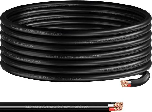 Main image of 6/3 NM-B Wire with Ground,15FT,Non-Metallic Sheathed Cable, 6/3+10/1 AWG,Electrical Wire for Residential Building, Indoor Wiring Projects, Lighting,Hot tub, EV Charger,Not for Outdoor Use
