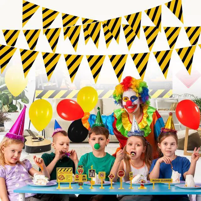 Alt view image 5 of 6 - Construction Birthday Party Supplies, 5 Packs Construction Pennant Banner Decorations, Dump Truck Theme Flag Banner for Boy, Under Construction Party Bunting Banner Decor