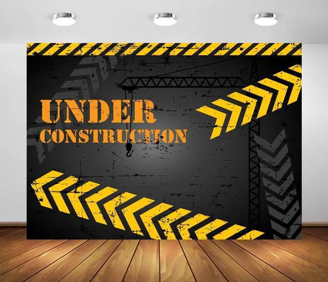 Main image of 7x5ft Fabric Under Construction Backdrop Construction Theme Party Decorations Backdrop Black and Yellow Warning Lines Construction Site Banner Children Kids Boys Birthday Shoot Photo Props