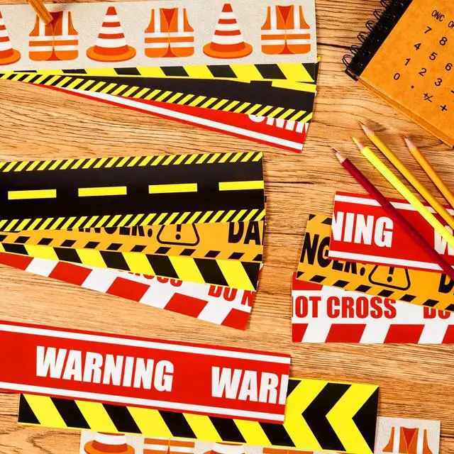 Alt view image 3 of 6 - 72 Pcs Construction Bulletin Board Borders Set Decoration for Trim Construction Theme Party Self Adhesive Tape for Classroom Workplace Wall Desk Window Schools Offices Supplies, 6 Style, 70.8 ft