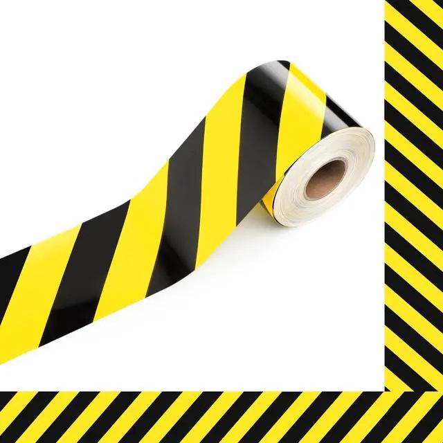 Main image of 197 Feet Construction Safety Bulletin Board Borders Self Stick Black and Yellow Striped Bulletin Border Trims for Classroom Office Cork Desk Decor Back to School Birthday Party Supplies