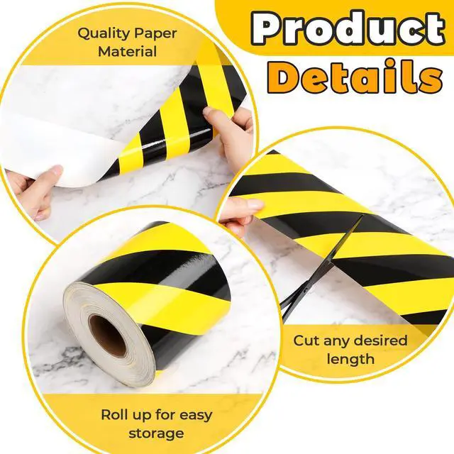 Alt view image 4 of 7 - 197 Feet Construction Safety Bulletin Board Borders Self Stick Black and Yellow Striped Bulletin Border Trims for Classroom Office Cork Desk Decor Back to School Birthday Party Supplies