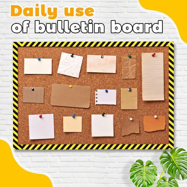 Alt view image 6 of 7 - 197 Feet Construction Safety Bulletin Board Borders Self Stick Black and Yellow Striped Bulletin Border Trims for Classroom Office Cork Desk Decor Back to School Birthday Party Supplies