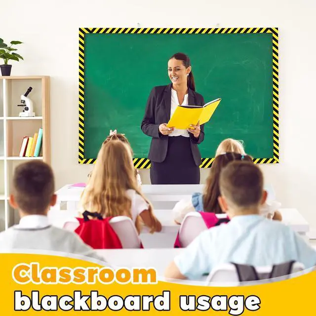 Alt view image 5 of 7 - 197 Feet Construction Safety Bulletin Board Borders Self Stick Black and Yellow Striped Bulletin Border Trims for Classroom Office Cork Desk Decor Back to School Birthday Party Supplies