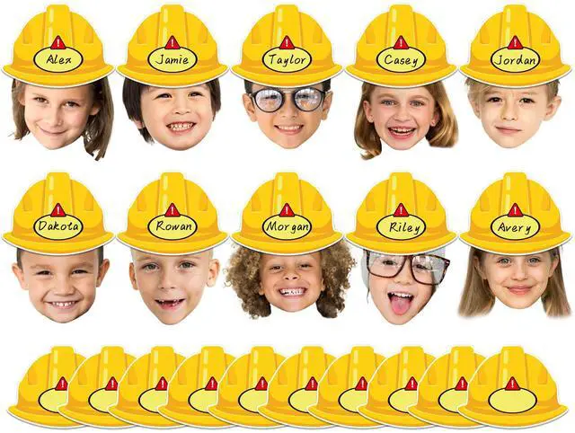 Main image of 80Pcs Construction Helmet Cutouts Back to School Decorations Bulletin Board Construct Paper Cut-Outs Classroom Decor for Boy Girl DIY Craft Photo Wall Kindergarten Preschool Party Favor Supply