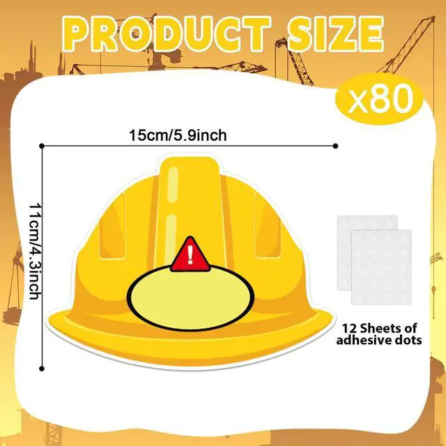 Alt view image 2 of 7 - 80Pcs Construction Helmet Cutouts Back to School Decorations Bulletin Board Construct Paper Cut-Outs Classroom Decor for Boy Girl DIY Craft Photo Wall Kindergarten Preschool Party Favor Supply