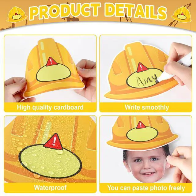 Alt view image 3 of 7 - 80Pcs Construction Helmet Cutouts Back to School Decorations Bulletin Board Construct Paper Cut-Outs Classroom Decor for Boy Girl DIY Craft Photo Wall Kindergarten Preschool Party Favor Supply