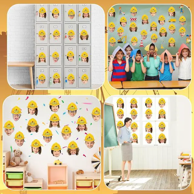 Alt view image 6 of 7 - 80Pcs Construction Helmet Cutouts Back to School Decorations Bulletin Board Construct Paper Cut-Outs Classroom Decor for Boy Girl DIY Craft Photo Wall Kindergarten Preschool Party Favor Supply