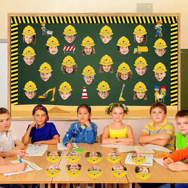 Alt view image 5 of 7 - 80Pcs Construction Helmet Cutouts Back to School Decorations Bulletin Board Construct Paper Cut-Outs Classroom Decor for Boy Girl DIY Craft Photo Wall Kindergarten Preschool Party Favor Supply