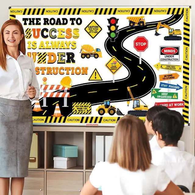 Alt view image 4 of 7 - Construction Bulletin Board Decorations Road to Success Cutouts Construction Positive Sign Classroom Decor Traffic Inspirational Bulletin Board for Classroom Chalkboard Back to School Supplies
