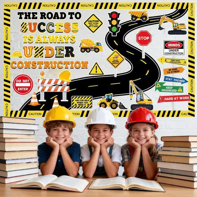 Alt view image 5 of 7 - Construction Bulletin Board Decorations Road to Success Cutouts Construction Positive Sign Classroom Decor Traffic Inspirational Bulletin Board for Classroom Chalkboard Back to School Supplies