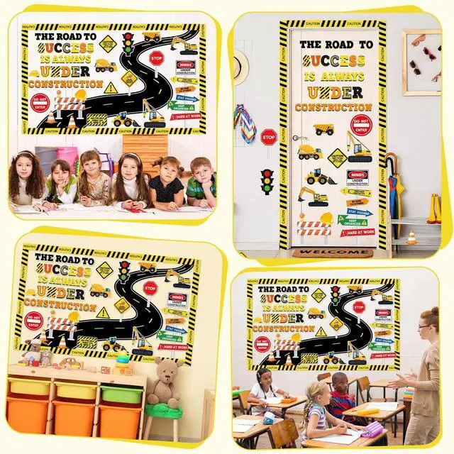Alt view image 6 of 7 - Construction Bulletin Board Decorations Road to Success Cutouts Construction Positive Sign Classroom Decor Traffic Inspirational Bulletin Board for Classroom Chalkboard Back to School Supplies