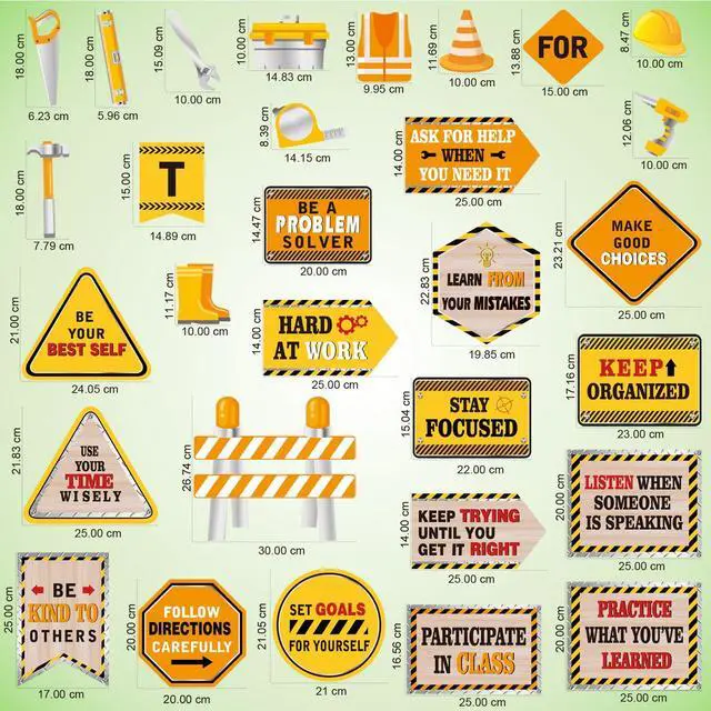 Alt view image 2 of 7 - 47 Pcs Construction Bulletin Board Set Construction Cutouts Tools for Success Classroom Decorations for Kid Students Back to School Gifts Birthday Party Supplies