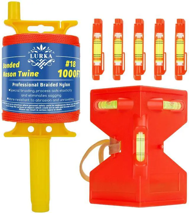 Main image of #18 Mason Line String with Post & Pipe Level & 5 Line Levels,1000 Feet Braided Nylon Twine, High-Visibility String Line for Construction, Gardening, DIY, and Outdoor Projects (1000FT Orange)