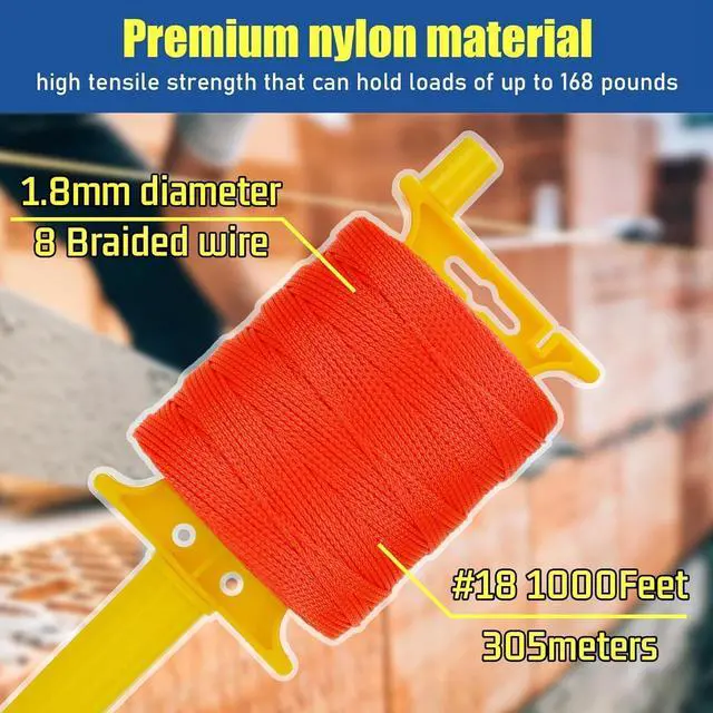 Alt view image 7 of 7 - #18 Mason Line String with Post & Pipe Level & 5 Line Levels,1000 Feet Braided Nylon Twine, High-Visibility String Line for Construction, Gardening, DIY, and Outdoor Projects (1000FT Orange)