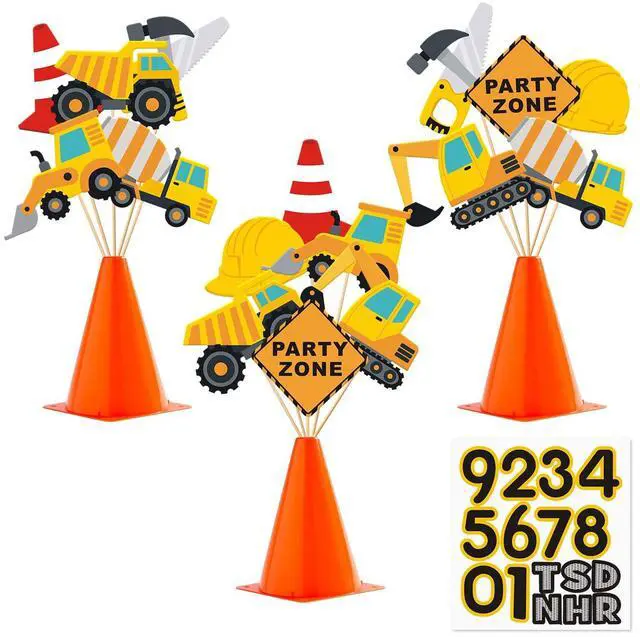 Main image of 16pcs Construction Party Centerpiece Dump Truck Car Table Topper Decoration Zone Birthday Party Supplies